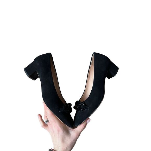 Kate Spade Kacey Black Suede Block Heels 7.5 B Pumps Slip On - Picture 6 of 10
